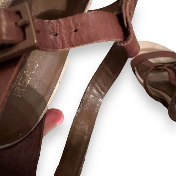 Kenneth Cole Reaction Cedar Brown Leather Strappy High Heel Wedges Sz 8.5 - Picture 9 of 13